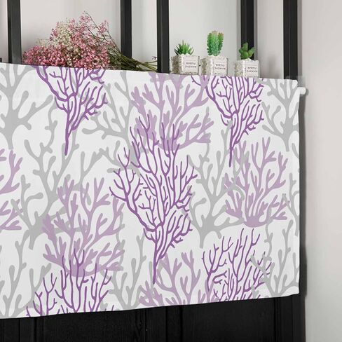 Blue Grey Coral Coastal Farmhouse Short Window Curtain Valances, Summer Beach Valances for Windows, Seaside Nautical Rod Pocket Kitchen Valances for Living Room Bedroom Bathroom Cafe 54"x18" in Kuwait