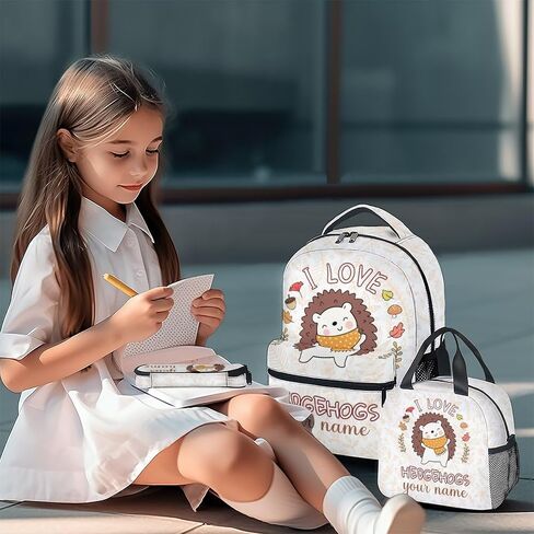 Hedgehog Backpack for Girls Boys, 16 Inch Brown Backpacks for School, Cute Lightweight Durable Bookbag for Kids in Kuwait