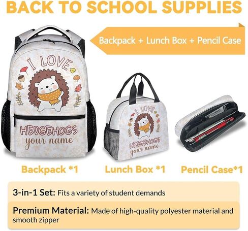 Hedgehog Backpack for Girls Boys, 16 Inch Brown Backpacks for School, Cute Lightweight Durable Bookbag for Kids in Kuwait