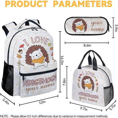 Hedgehog Backpack for Girls Boys, 16 Inch Brown Backpacks for School, Cute Lightweight Durable Bookbag for Kids in Kuwait