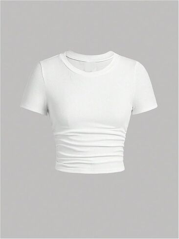 Floerns Girl's 2 Piece Outfits Short Sleeve Crewneck Ruched Tee and Cargo Pants in Saudi Arabia