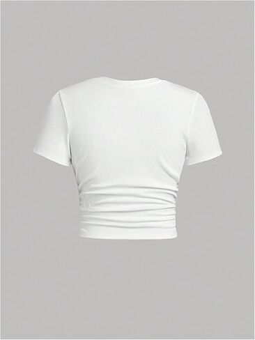 Floerns Girl's 2 Piece Outfits Short Sleeve Crewneck Ruched Tee and Cargo Pants in Saudi Arabia
