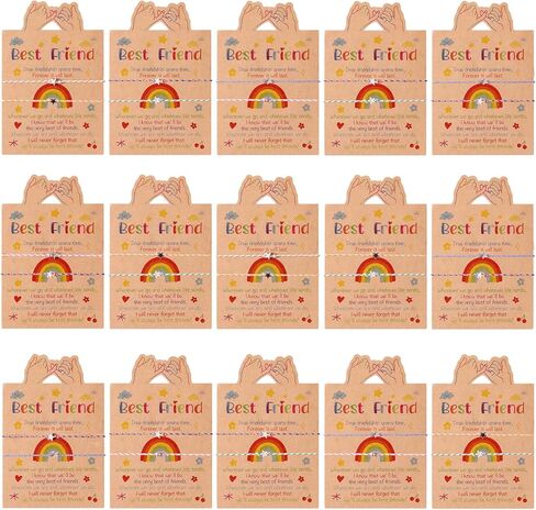 30 مجموعة من أساور الصداقة المنسوجة القابلة للتعديل المصنوعة يدويًا على شكل نجمة مع أفضل بطاقات الأصدقاء وحقائب الأورجانزا من أساور حبل بوهو الساحرة للفتيات والأطفال والنساء وديكورات هدايا الحفلات in Kuwait