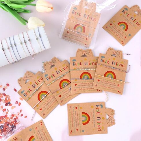 30 مجموعة من أساور الصداقة المنسوجة القابلة للتعديل المصنوعة يدويًا على شكل نجمة مع أفضل بطاقات الأصدقاء وحقائب الأورجانزا من أساور حبل بوهو الساحرة للفتيات والأطفال والنساء وديكورات هدايا الحفلات in Kuwait