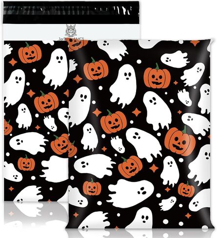 100Pcs Halloween Poly Mailers 10 x 13 Inch Pink Ghost Pumpkin Packaging Bags Self Seal Mailing Envelope Bags for Small Business Clothing Gift in Saudi Arabia
