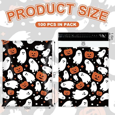 100Pcs Halloween Poly Mailers 10 x 13 Inch Pink Ghost Pumpkin Packaging Bags Self Seal Mailing Envelope Bags for Small Business Clothing Gift in Saudi Arabia