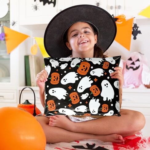 100Pcs Halloween Poly Mailers 10 x 13 Inch Pink Ghost Pumpkin Packaging Bags Self Seal Mailing Envelope Bags for Small Business Clothing Gift in Saudi Arabia