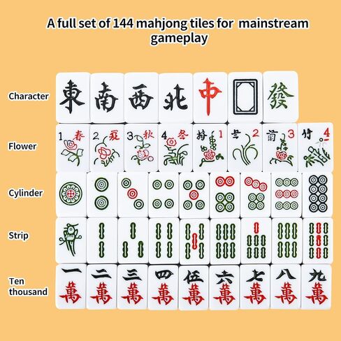 Chinese Mini Majiang 144 Melamine Tiles 1.0"(24MM) with Portable Travel Handbag Complete Mahjong Game Set - (Mah Jong, Mahjongg, Mah Jongg, Majiang, 中国麻将) in Saudi Arabia