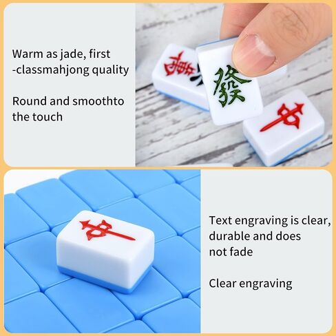 Chinese Mini Majiang 144 Melamine Tiles 1.0"(24MM) with Portable Travel Handbag Complete Mahjong Game Set - (Mah Jong, Mahjongg, Mah Jongg, Majiang, 中国麻将) in Saudi Arabia