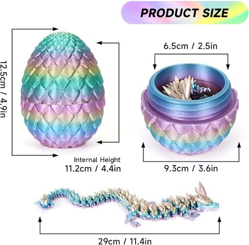 3D Printed Dragon Egg, Dragon Eggs with Dragon Inside, Articulated Dragon, Mystery Dragon Egg Fidget Toy, 3D Dragon Eggs Surprise Fidget Toy(A-Luminous) in Saudi Arabia