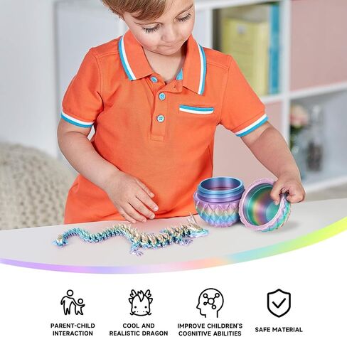 3D Printed Dragon Egg, Dragon Eggs with Dragon Inside, Articulated Dragon, Mystery Dragon Egg Fidget Toy, 3D Dragon Eggs Surprise Fidget Toy(A-Luminous) in Saudi Arabia