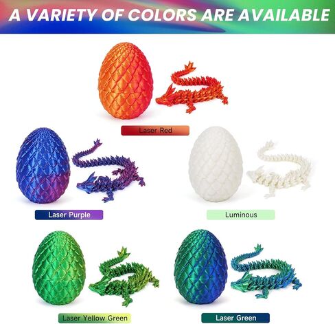 3D Printed Dragon Egg, Dragon Eggs with Dragon Inside, Articulated Dragon, Mystery Dragon Egg Fidget Toy, 3D Dragon Eggs Surprise Fidget Toy(A-Luminous) in Saudi Arabia