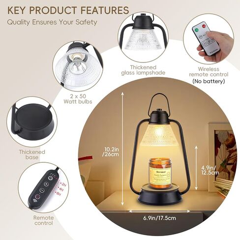 Candle Warmer Lamp, Electric Candle Lamp Warmer with Timer & Dimmer Adjustable Height Scented Candles, Gifts for Mom, Bedroom Home Decor Scented Wax, Compatible All Jar Candles in Saudi Arabia