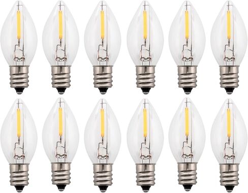 Creative Hobbies LED Night Light Bulbs, 4W 5W 6W 7W Incandescent Equivalent, C7 Candelabra Base, Indoor and Outdoor Christmas Light Strings, Electric Window Candles, Night Lights (25) in Kuwait