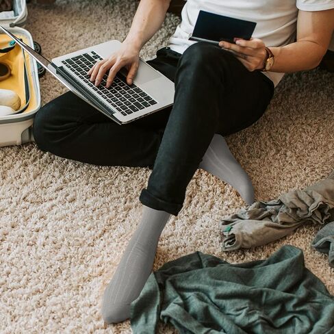 BAMBOO COOL Men's Crew Socks Bamboo Viscose Breathable Dress Socks For Men, Casual Lightweight Comfort 6 Pack in Saudi Arabia