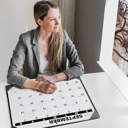 Nekmit Desk Calendar 2025-2026, Large Print Desk Calendar 2025-2026 with Desktop Mat, 21" x 16.5", Runs From January 2025 to June 2026, Big Calendar for Home and Office, Black (Black(JAN 2025 - JUN 2026)) in Kuwait