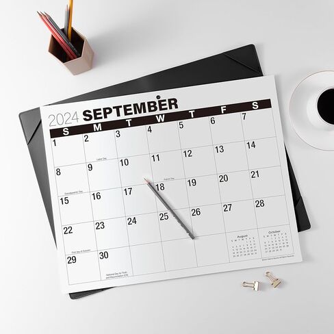 Nekmit Desk Calendar 2025-2026, Large Print Desk Calendar 2025-2026 with Desktop Mat, 21" x 16.5", Runs From January 2025 to June 2026, Big Calendar for Home and Office, Black (Black(JAN 2025 - JUN 2026)) in Kuwait