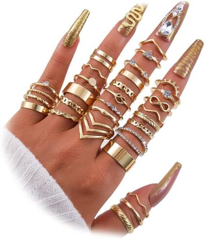 KISS WIFE 24Pcs Silver Knuckle Rings Set for Women Girls, Vintage Stackable Boho Midi Finger Ring Sets, Cute Y2K Aesthetic Rings Pack Trendy Jewelry Gift for Her in Saudi Arabia
