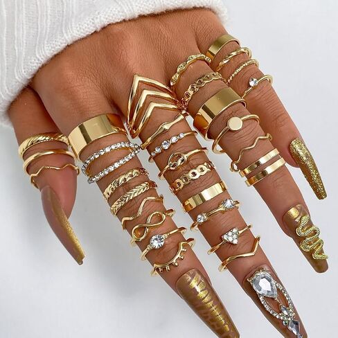 KISS WIFE 24Pcs Silver Knuckle Rings Set for Women Girls, Vintage Stackable Boho Midi Finger Ring Sets, Cute Y2K Aesthetic Rings Pack Trendy Jewelry Gift for Her in Saudi Arabia