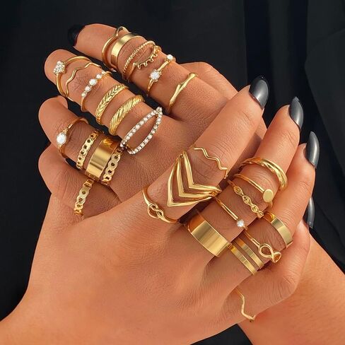 KISS WIFE 24Pcs Silver Knuckle Rings Set for Women Girls, Vintage Stackable Boho Midi Finger Ring Sets, Cute Y2K Aesthetic Rings Pack Trendy Jewelry Gift for Her in Saudi Arabia