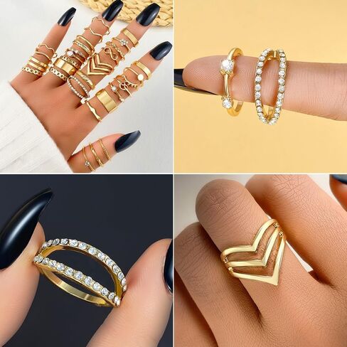 KISS WIFE 24Pcs Silver Knuckle Rings Set for Women Girls, Vintage Stackable Boho Midi Finger Ring Sets, Cute Y2K Aesthetic Rings Pack Trendy Jewelry Gift for Her in Saudi Arabia