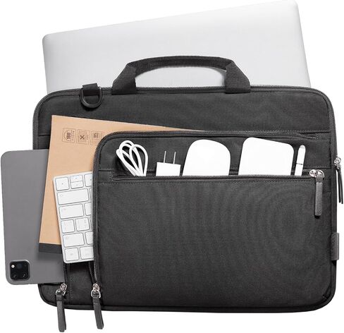 BAGSMART 14 Inch Laptop Sleeve Case, Protective Laptop Case with Multiple Compartments for MacBook Air/Pro, Shockproof Water Resistant Laptop Bag for Travel/Business Fitted with Dell HP Lenovo, Black in Saudi Arabia