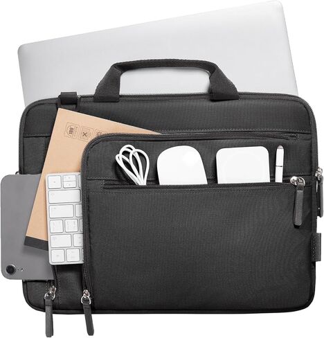 BAGSMART 14 Inch Laptop Sleeve Case, Protective Laptop Case with Multiple Compartments for MacBook Air/Pro, Shockproof Water Resistant Laptop Bag for Travel/Business Fitted with Dell HP Lenovo, Black in Saudi Arabia