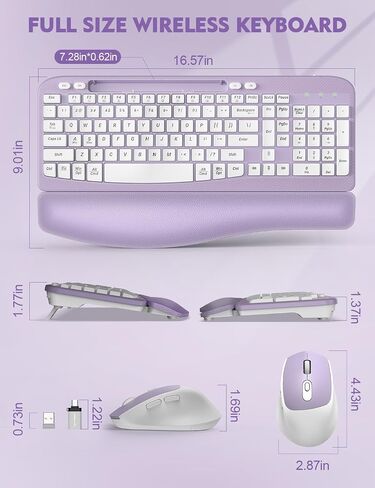 Wireless Keyboard and Mouse Combo, EAYBLLY Wave Keys Wireless Ergonomic Keyboard with Cushioned Wrist Rest, Phone Holder, 2.4GHz Silent Cordless Keyboard Mouse Set for Computer, Laptop, PC, Windows in Saudi Arabia