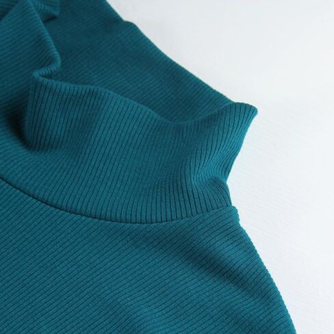 Artfish Women's Basic Mock Neck Slim Fitted Workout Rib Knit Long Sleeve Crop Top in Kuwait