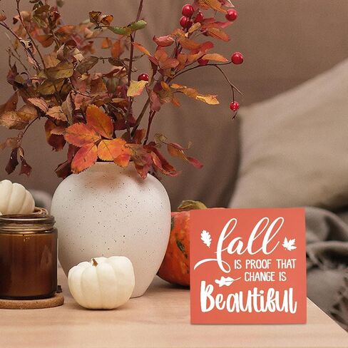 Orange Fall Decor, Fall Decorations for Home Office, Autumn Sign, Fall Sign, Fall Thanksgiving decorations, Orange Pumpkins Sign, Fall Office Desk Decor 5 X 5 Inch in Kuwait