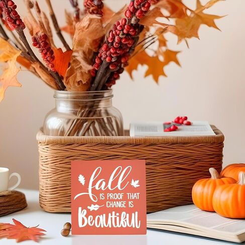 Orange Fall Decor, Fall Decorations for Home Office, Autumn Sign, Fall Sign, Fall Thanksgiving decorations, Orange Pumpkins Sign, Fall Office Desk Decor 5 X 5 Inch in Kuwait