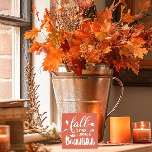 Orange Fall Decor, Fall Decorations for Home Office, Autumn Sign, Fall Sign, Fall Thanksgiving decorations, Orange Pumpkins Sign, Fall Office Desk Decor 5 X 5 Inch in Kuwait