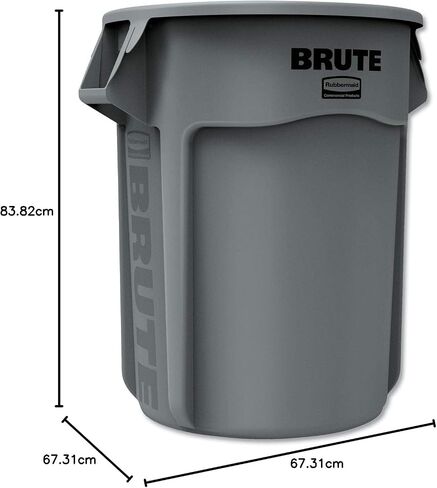 منتجات رابرميد التجارية BRUTE سلة المهملات/سلة القمامة المستديرة شديدة التحمل مع قنوات تهوية، 55 جالون، رمادي، سلة المهملات/حاوية النفايات للمنزل/المرآب/الحمام/الخارج/الممر (حزمة من 1) in Saudi Arabia