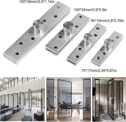 360 Degree Rotation Hidden Door Pivot Hinge, 3.7-Inch Door Pivot Hinge,Stainless Steel Pivot Hinge for Hidden Door, Cabinet and Cupboard (Black 3.7 inch, 360 Degrees 2 pcs) in Saudi Arabia