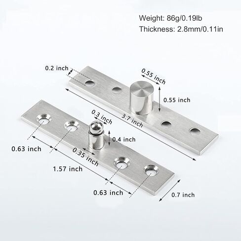360 Degree Rotation Hidden Door Pivot Hinge, 3.7-Inch Door Pivot Hinge,Stainless Steel Pivot Hinge for Hidden Door, Cabinet and Cupboard (Black 3.7 inch, 360 Degrees 2 pcs) in Saudi Arabia