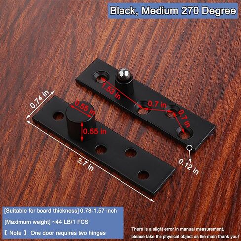 360 Degree Rotation Hidden Door Pivot Hinge, 3.7-Inch Door Pivot Hinge,Stainless Steel Pivot Hinge for Hidden Door, Cabinet and Cupboard (Black 3.7 inch, 360 Degrees 2 pcs) in Saudi Arabia