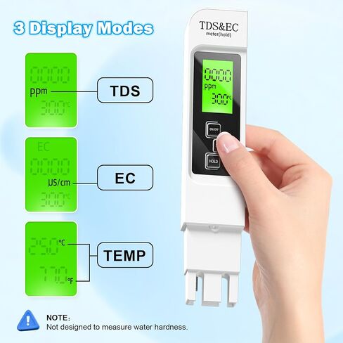 3 in 1 TDS Meter - TDS EC & Temperature(°C,°F) Meter,Accurate & Reliable Digital Water Testing Kits for Drinking Water Quality, Tap, Well, Swimming Pool,Hydroponics, Aquarium, RO/DI System，Blue in Saudi Arabia