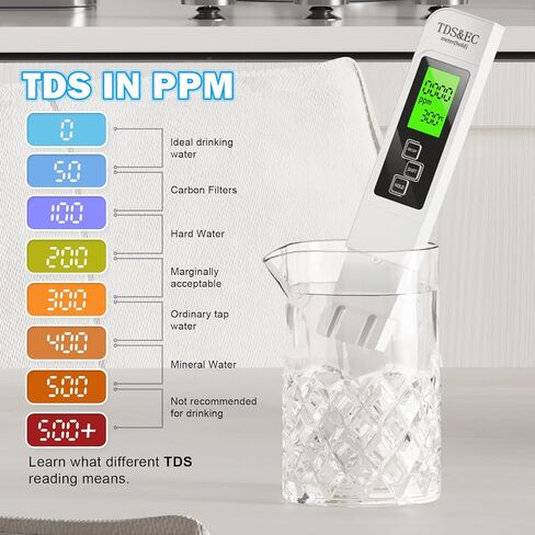 3 in 1 TDS Meter - TDS EC & Temperature(°C,°F) Meter,Accurate & Reliable Digital Water Testing Kits for Drinking Water Quality, Tap, Well, Swimming Pool,Hydroponics, Aquarium, RO/DI System，Blue in Saudi Arabia