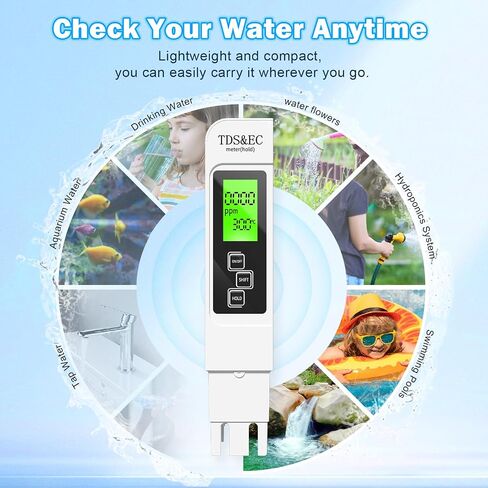 3 in 1 TDS Meter - TDS EC & Temperature(°C,°F) Meter,Accurate & Reliable Digital Water Testing Kits for Drinking Water Quality, Tap, Well, Swimming Pool,Hydroponics, Aquarium, RO/DI System，Blue in Saudi Arabia