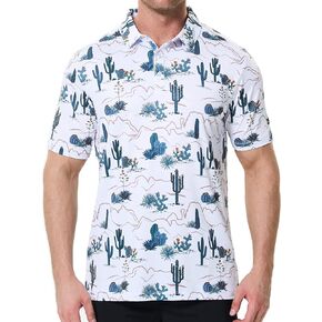 Mens Golf Polo Shirt - Standout Performance Quick-Dry Golf Polo Shirts for Men (4X-Large, Leopard Wild)