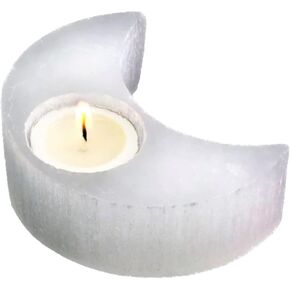 Mineralist Collection Selenite Candle Holder Sphere, 3 Inch Width Sphere Tealight Shaped Crystal Candle Holders Decorative, Tealight Candlestick, Bohemian Home Décor