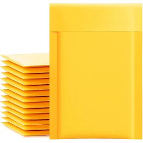 Kraft bubble mailers 6x9 Inch 200 Pack,Self-Sealing Paper Envelopes for Packaging,Strong Adhesion Envelope Mailers, Small Waterproof Cushioned Padded Shipping Bags Yellow #0