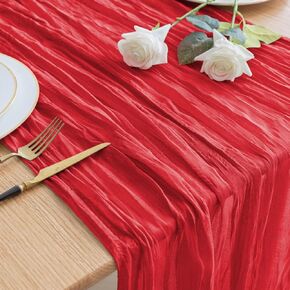 Asee'm Table Runner Cheesecloth 10FT Dusty Pink Boho Gauze Fabric Rustic Sheer Cheese Cloth Runners for Wedding Bridal Shower Party Decoration