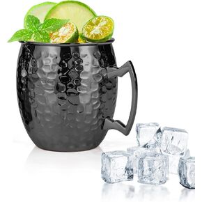 Moscow Mule Mugs Set of 4, 16 oz Hammered Copper Cups with 304 Stainless Steel Lining and Gold Brass Handles, Perfect for Cold Drinks, Beer, Wine, Bars, Parties, Gifts
