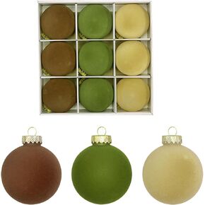 Pastel Pink Yellow Blue Velvet Christmas Ornaments Balls, 9 Pcs 3.14 Inch Shatterproof Christmas Tree Ornaments Velvet Balls for Xmas Party Holiday Decorations