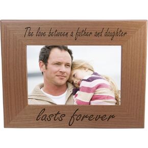 CustomGiftsNow The Love Between A Father And Daughter Lasts Forever Natural Alder Wood Tabletop/Hanging Photo Picture Frame (5x7-inch Vertical)