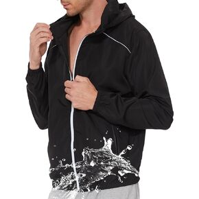 LAZAWG Lightweight Waterproof Rain Jacket Men Windproof Raincoat with Hood for Golf Cycling Running Ventures