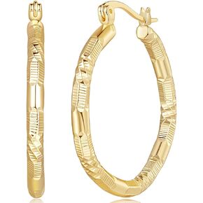 أقراط ذهبية 14 قيراط أقراط ذهبية للنساء 14 قيراط أقراط ذهبية كبيرة مكتنزة أقراط دائرية ذهبية بتصميم منقوش على شكل حرف V أقراط ذهبية للنساء 30 ملم in Kuwait