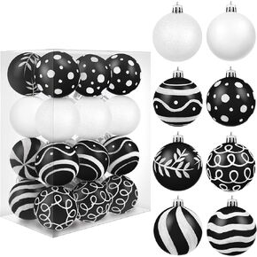 MCEAST 24 Pieces Christmas Ball Ornaments Painting & Glittering Christmas Tree Pendants Shatterproof Decorative Baubles in 8 Patterns for Christmas Tree Decorations, Red, Green, Gold