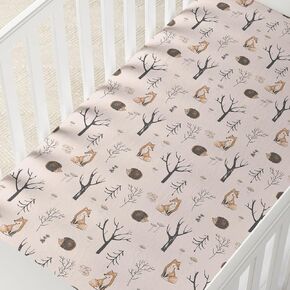 Horaldaily 2 Pack Fitted Crib Sheet for Boys Girls, Fits Standard Size Crib Mattress 28in x 52in, Soft Breathable Washable Jersey Microfiber Baby Crib Sheet, Wild Floral Nursery Sheet Green/White